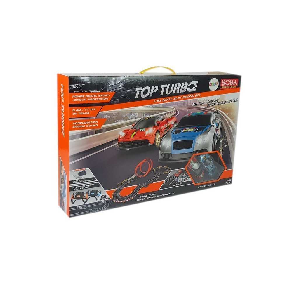 Lenktynių trasa 1:43 2 automobiliai Top Turbo 5,4 m ilgio-Laikina-e-vaikas