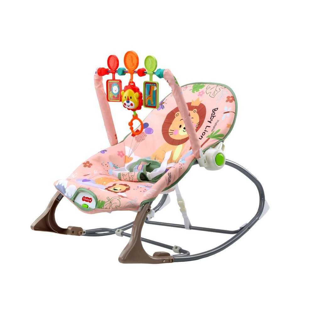 Rocking Chair Bouncer For Baby Vibration Sound Rocking Rocker Pink Lion