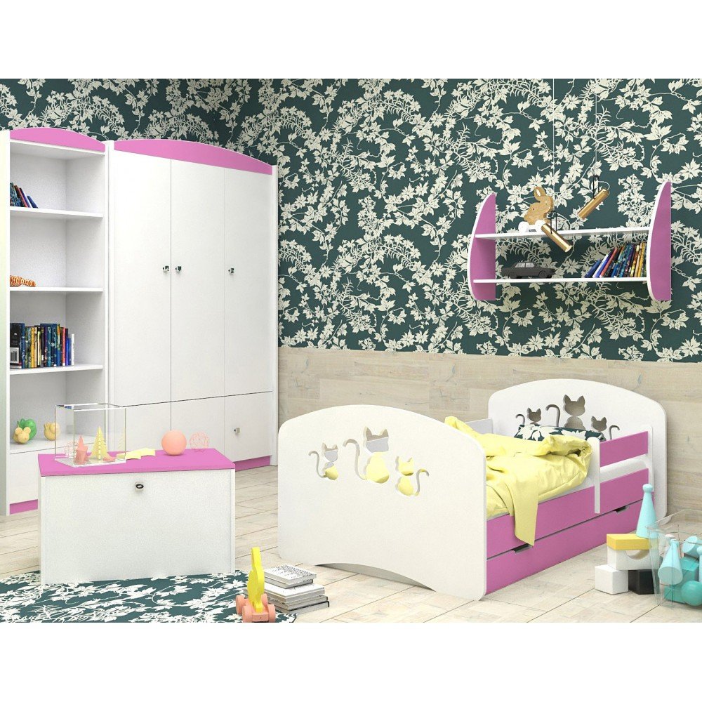 ŁÓŻKO DZIECIĘCE HAPPY DESIGN Z SZUFLADĄ L10 200/90 - KOTKI