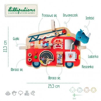 LILLIPUTIENS - Medinė manipuliacinė lenta Ugniagesių automobilis Rhino Marius 9 m+-Mediniai-e-vaikas