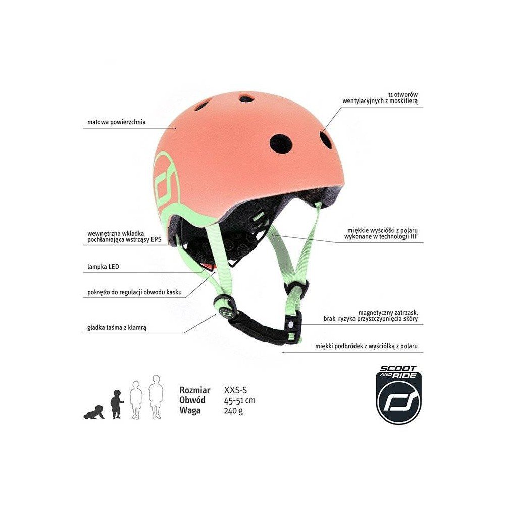 SCOOTANDRIDE - XXS-S helmet for children 1-5 years Peach