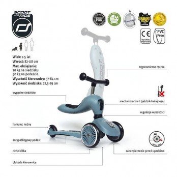 SCOOTANDRIDE - Highwaykick 2in1 Ride and scooter 1-5 years Steel