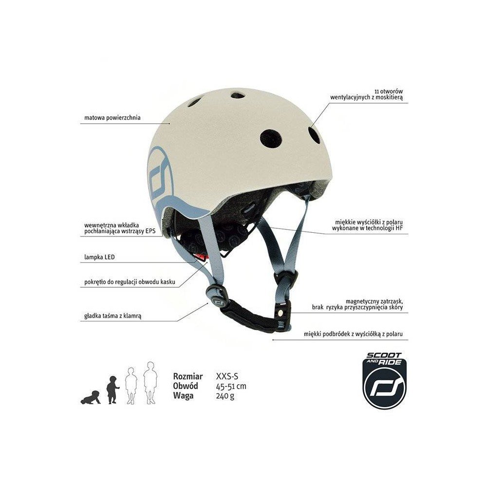 SCOOTANDRIDE - Kask XXS-S dla dzieci 1-5 lat Ash