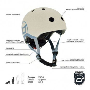 SCOOTANDRIDE - Kask XXS-S dla dzieci 1-5 lat Ash