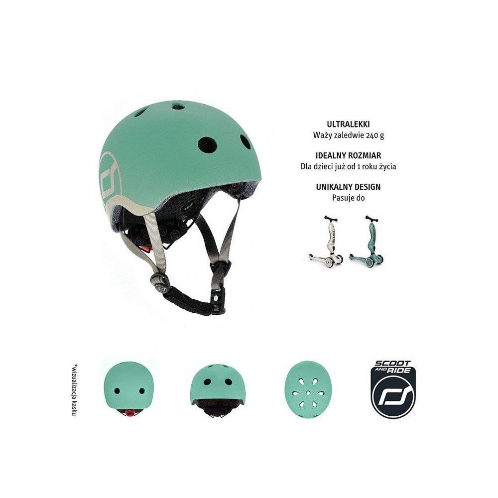 SCOOTANDRIDE - Kask XXS-S dla dzieci 1-5 lat Forest