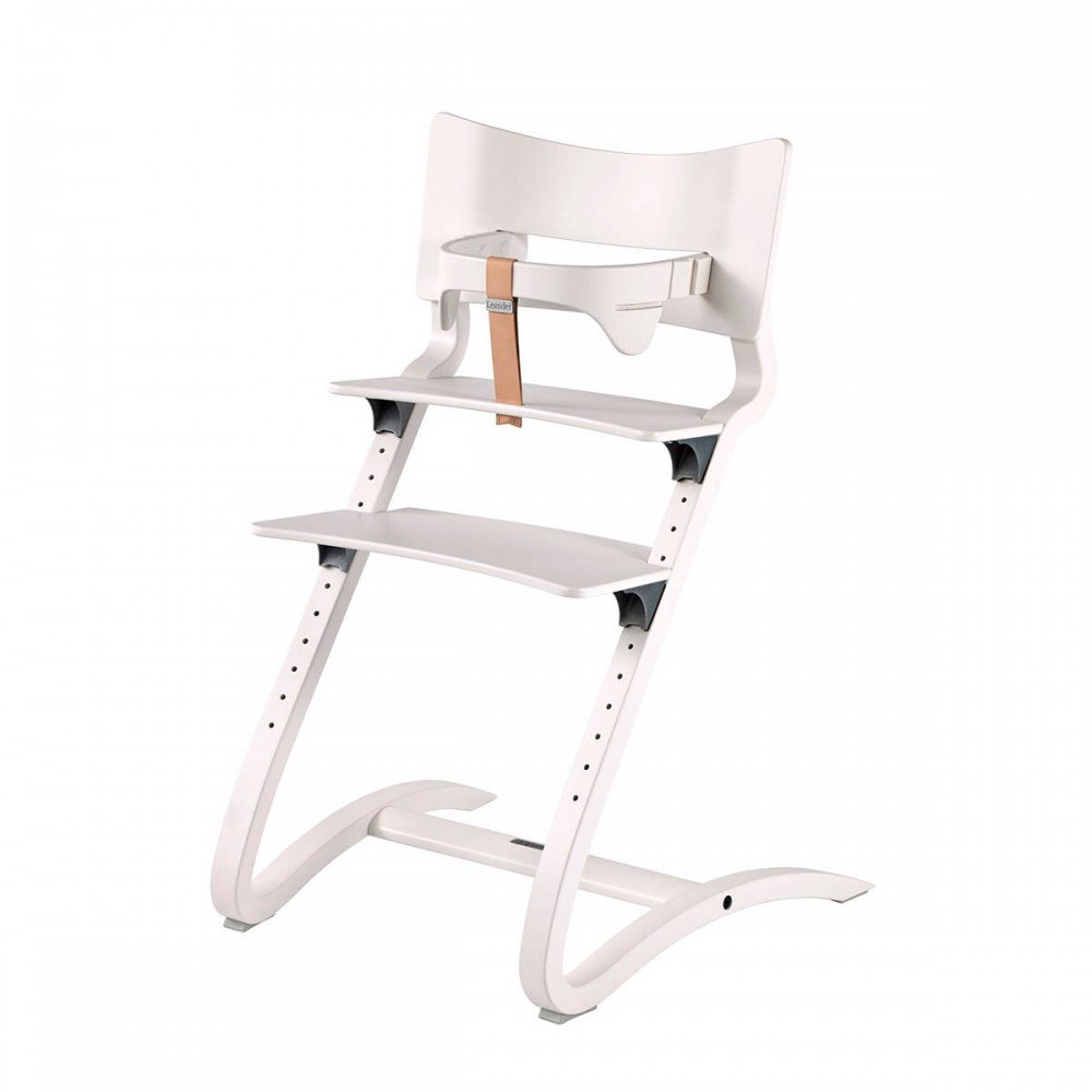 LEANDER - CLASSIC ™ high chair, white + safety bar, tray, Dark Blue pillow - SET