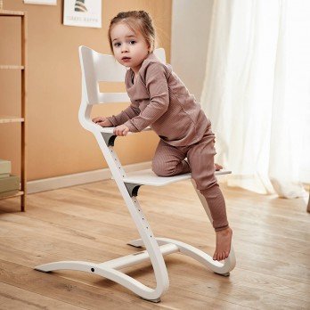 LEANDER - CLASSIC ™ high chair, white + safety bar, tray, Dark Blue pillow - SET