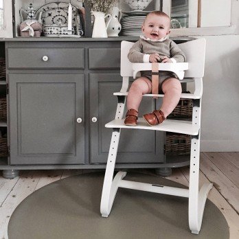 LEANDER - CLASSIC ™ high chair, white + safety bar, tray, Dark Blue pillow - SET