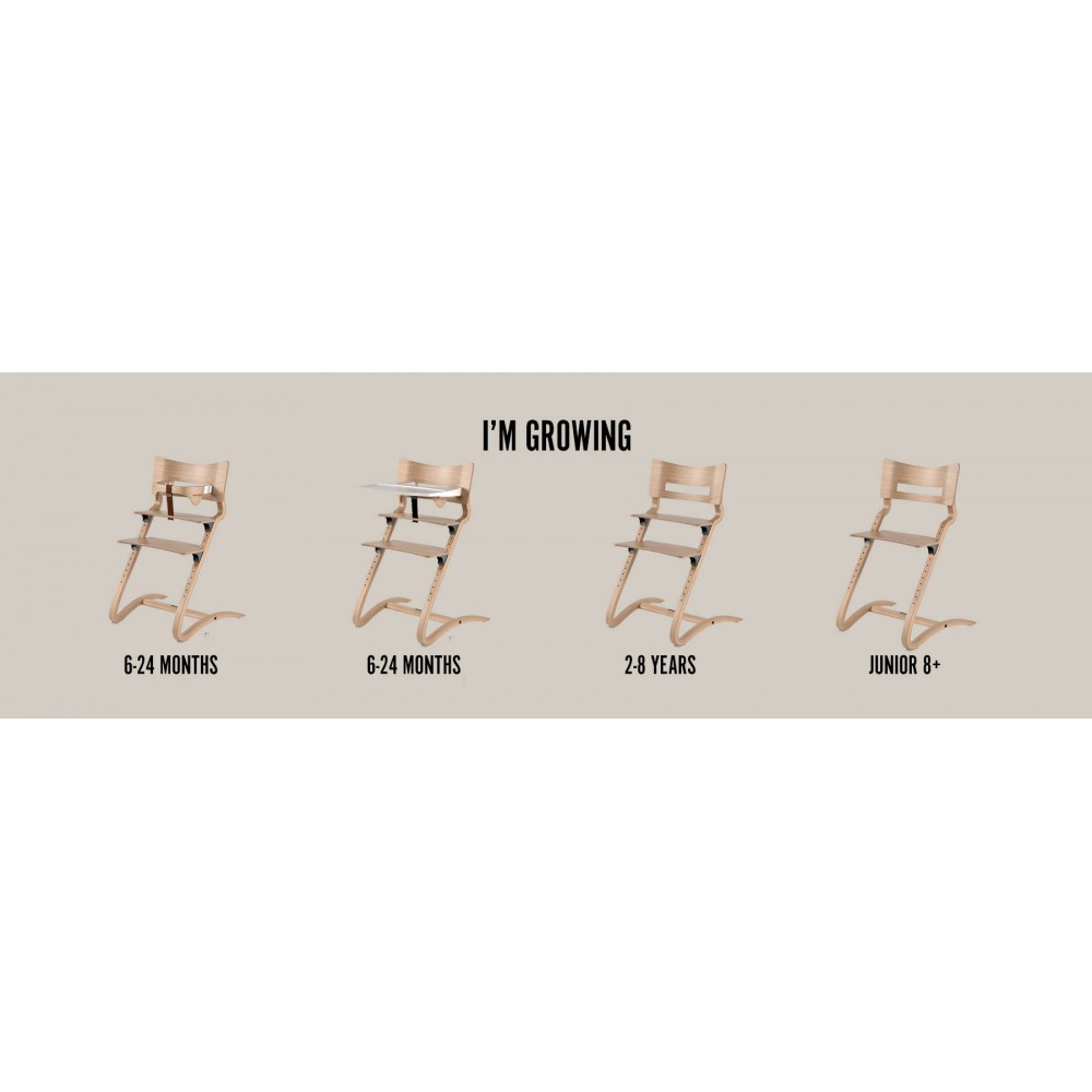 LEANDER - CLASSIC ™ high chair, white + safety bar, tray, Dark Blue pillow - SET