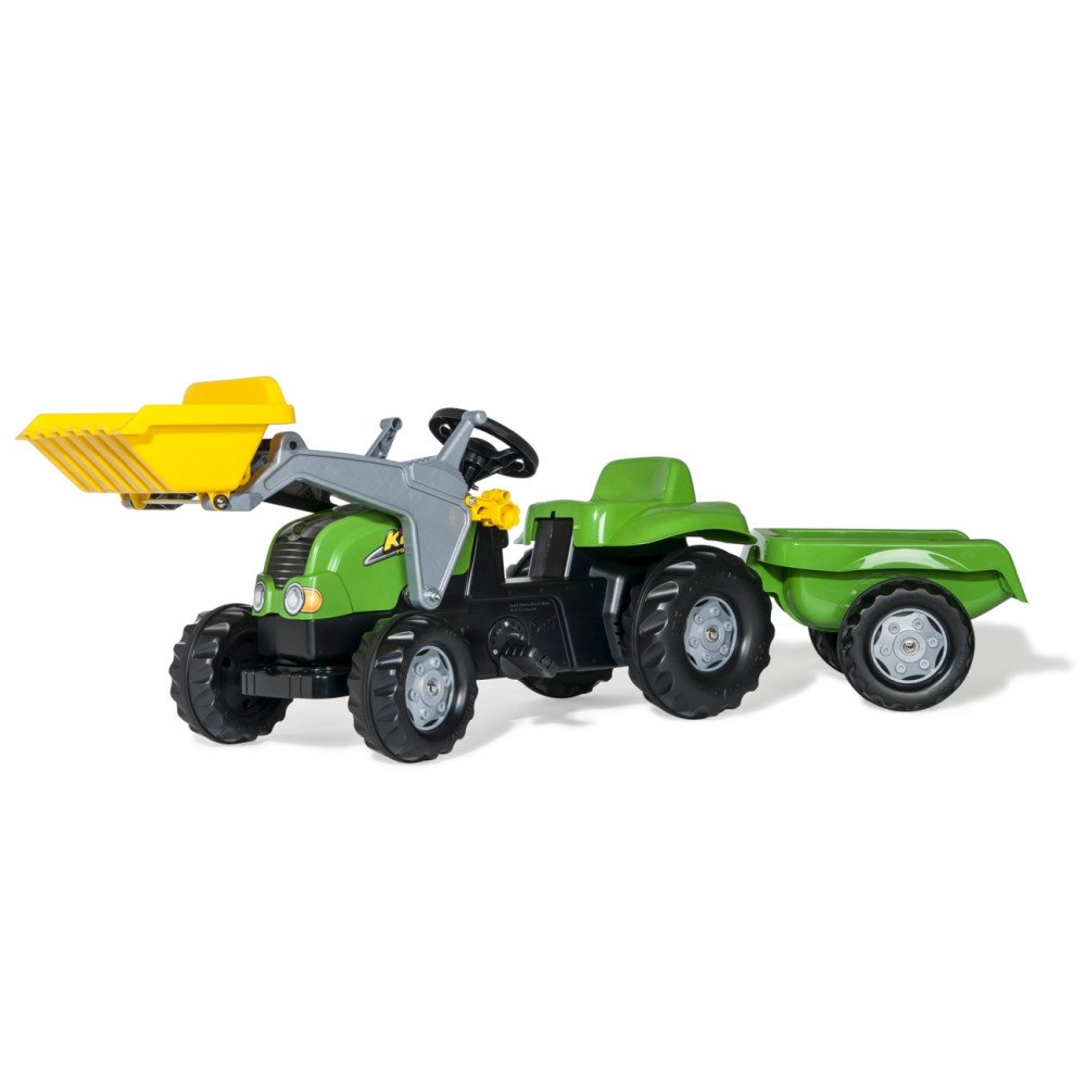 Rolly Toys 023134 Traktor Rolly Kid X z łyżka i przyczepa Zielony