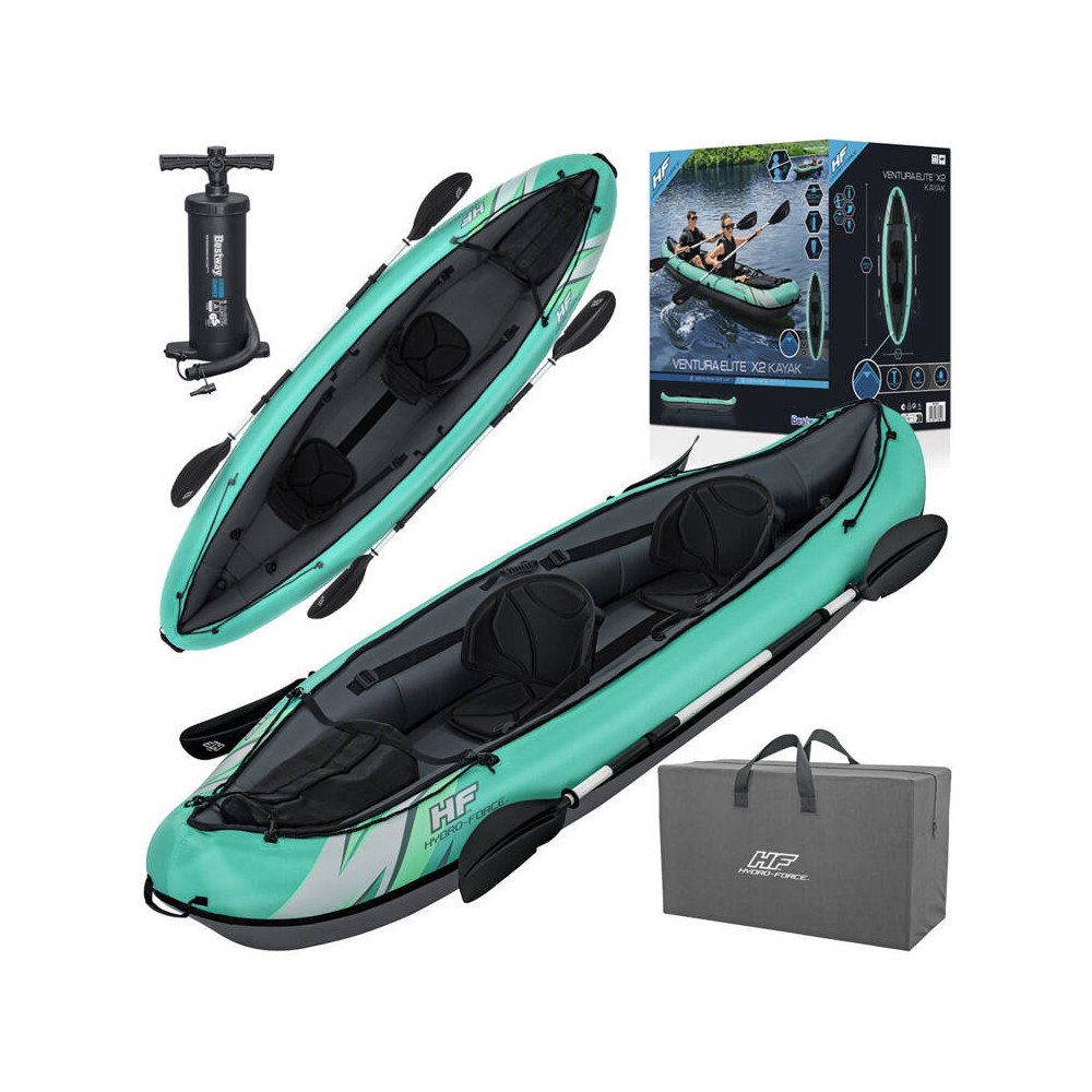 Bestway 2-person Kayak Ventura Elite X2 inflatable boat Hydro Force paddles 65052