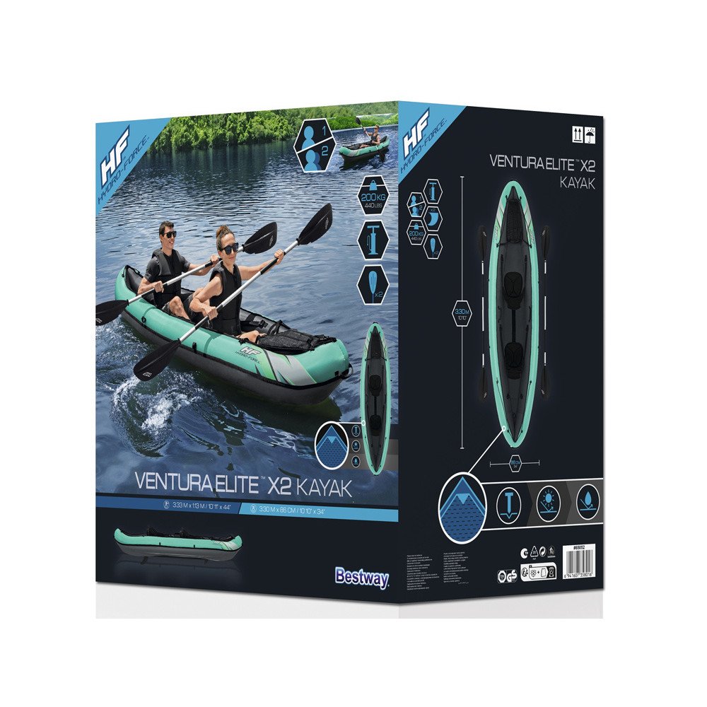 Bestway 2-person Kayak Ventura Elite X2 inflatable boat Hydro Force paddles 65052