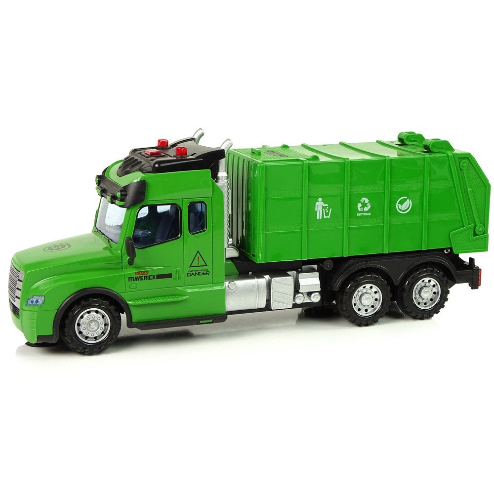 Remote Controlled Garbage Truck Pilot 2.4G Lights Sounds Green