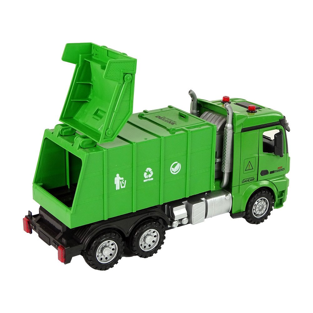 Green Remote Controlled Garbage Truck Remote Control 2.4G Lights Sound