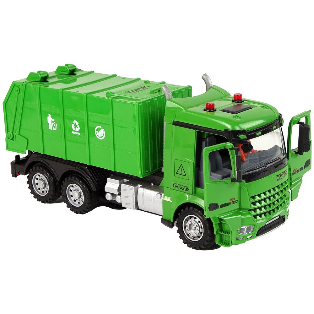 Green Remote Controlled Garbage Truck Remote Control 2.4G Lights Sound