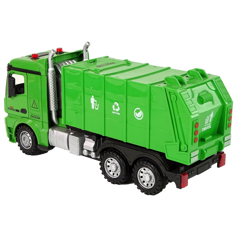 Green Remote Controlled Garbage Truck Remote Control 2.4G Lights Sound