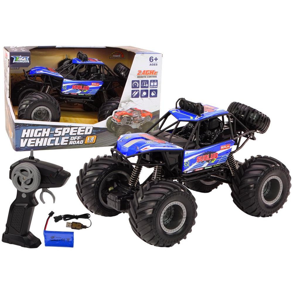 Off-road Remote Controlled RC Car 1:8 Blue Shock Absorbers