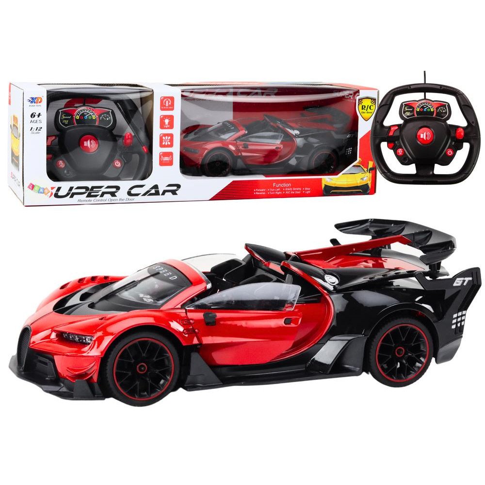 RC sportinis automobilis 1:12 Atidaromos durys Raudona-Žaislai, Auto ir transporto žaislai, Valdomos radijo bangomis-e-vaikas