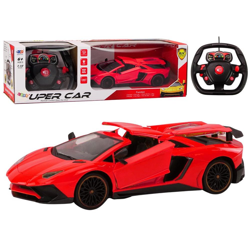 RC sportinis automobilis 1:12 Atidaromos durys Raudona-Žaislai, Auto ir transporto žaislai, Valdomos radijo bangomis-e-vaikas