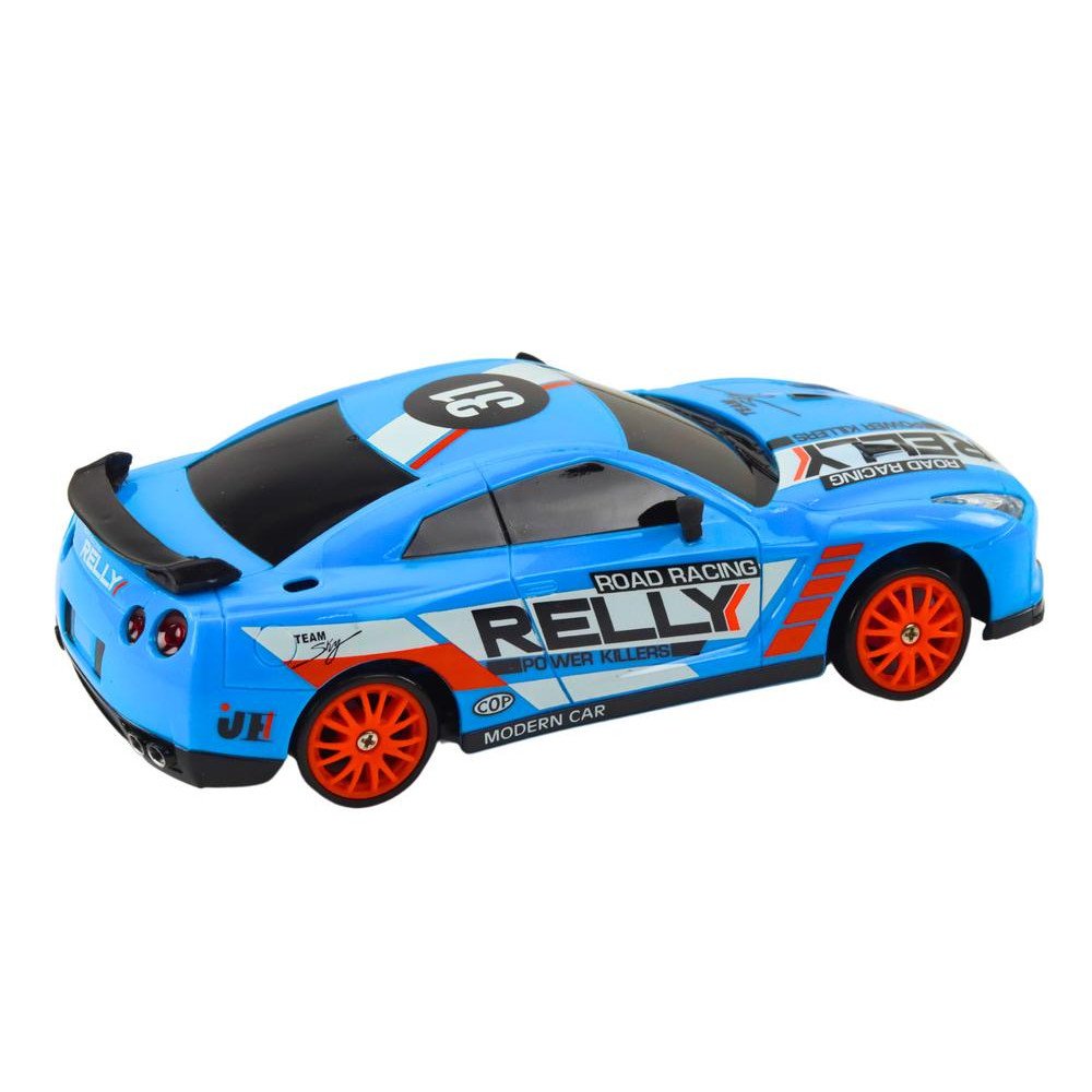 Remote Controlled R/C Sports Car 1:24 Blue Interchangeable Wheels