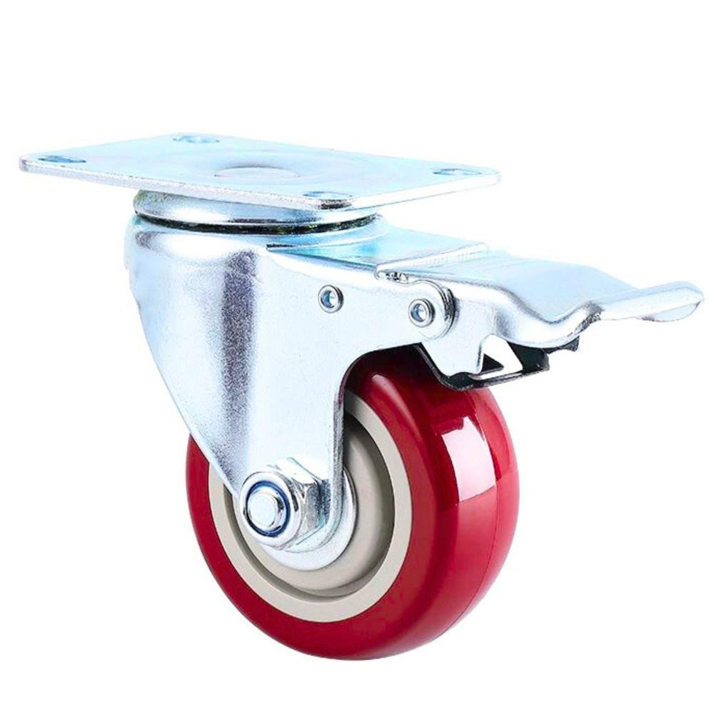 Set of galvanized steel swivel castors with brake 200kg