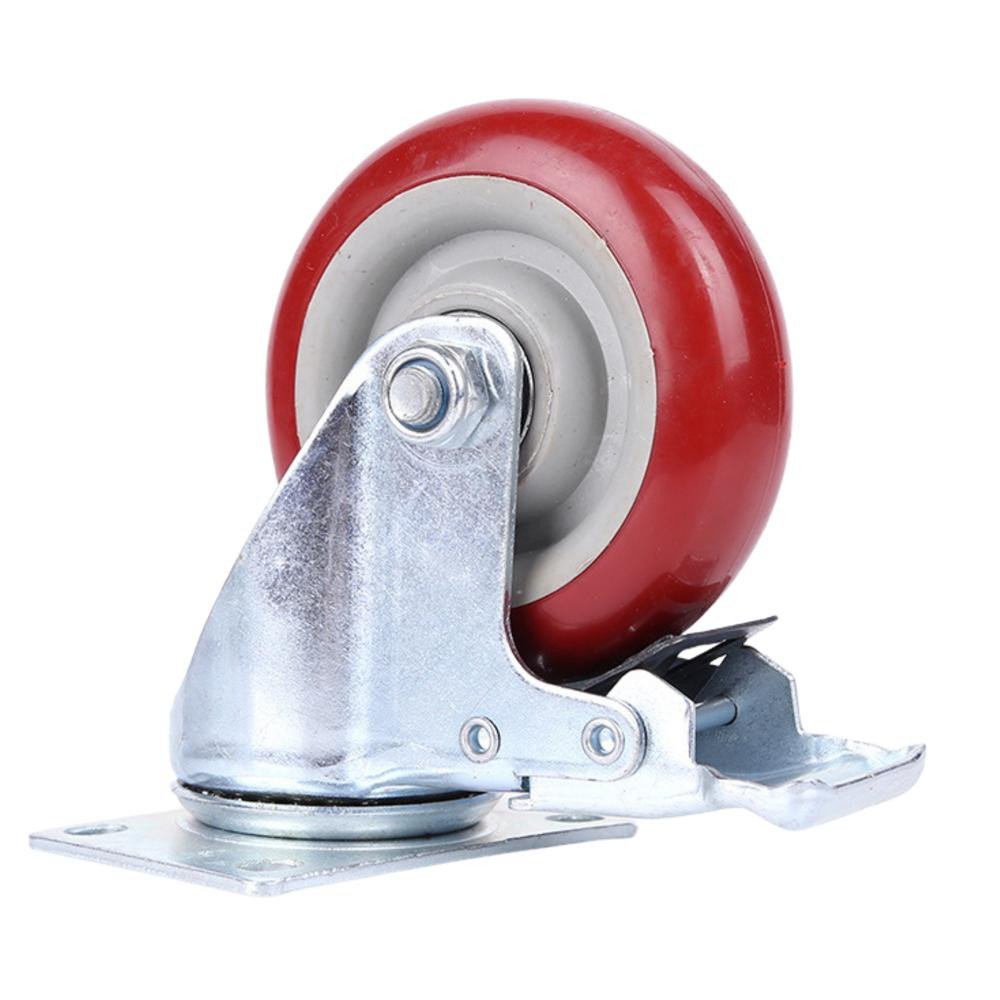 Set of galvanized steel swivel castors with brake 200kg