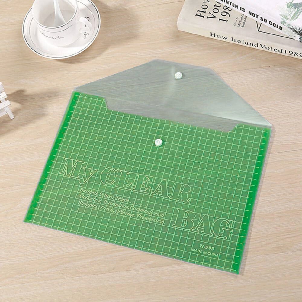 Folder Envelope With Clasp Transparent Green A4 20 Pieces