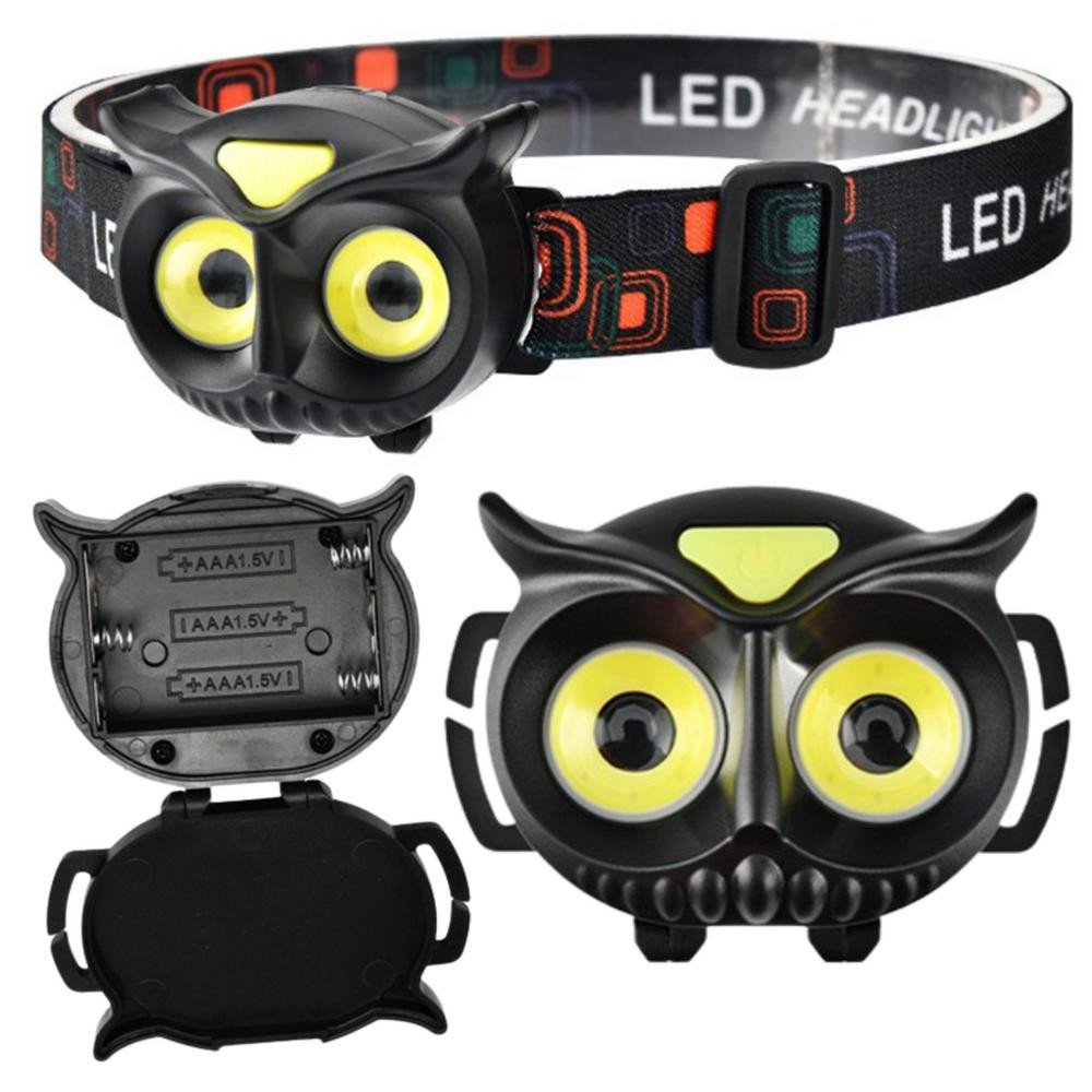 LED Headlamp Battery Powered Owl Headlamp 4 Lighting Modes