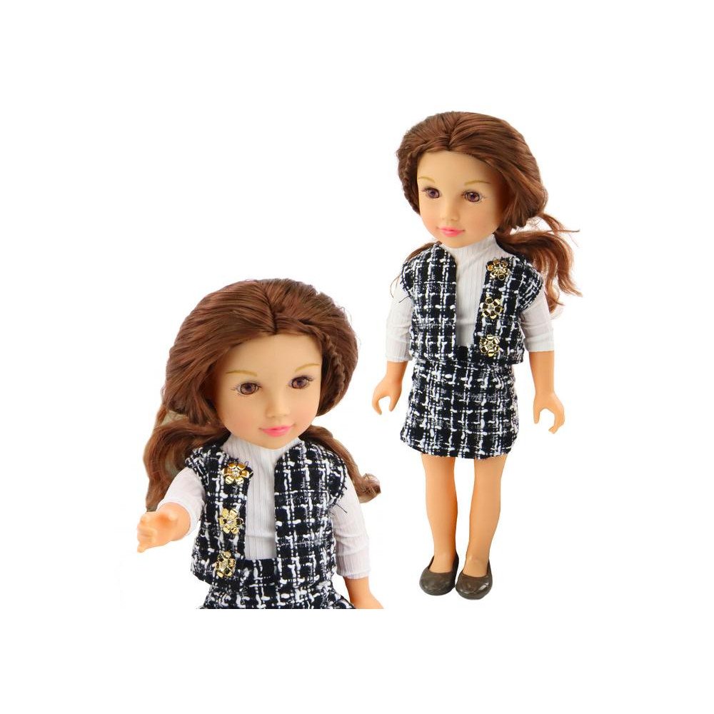 Doll In Elegant Checked Clothes Brown Hair 18'