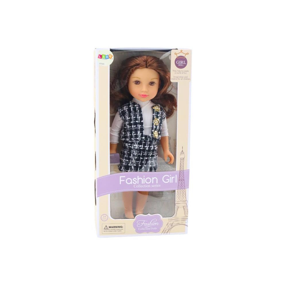 Doll In Elegant Checked Clothes Brown Hair 18'