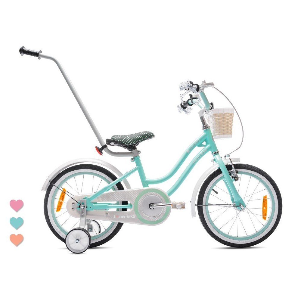 Mergaitės dviratis 16 colių Heart bike - mėtų spalvos-NAUJOS IMP-e-vaikas