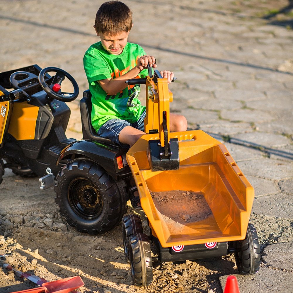 FALK Traktor Case IH Backhoe Pomarańczowy z Przyczepką Ruchoma Łyżka od 3 Lat 