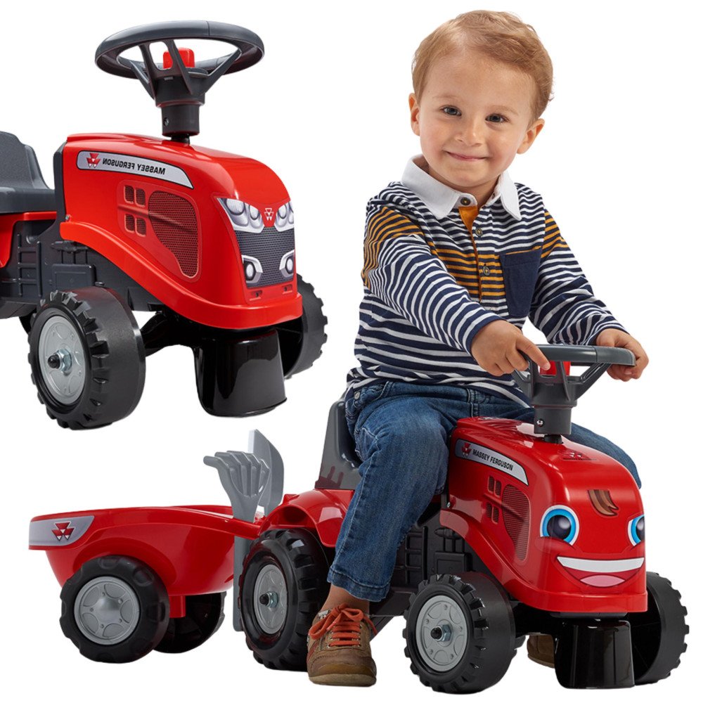 Traktorius FALK Baby Massey Ferguson raudonas su priekaba + accc.