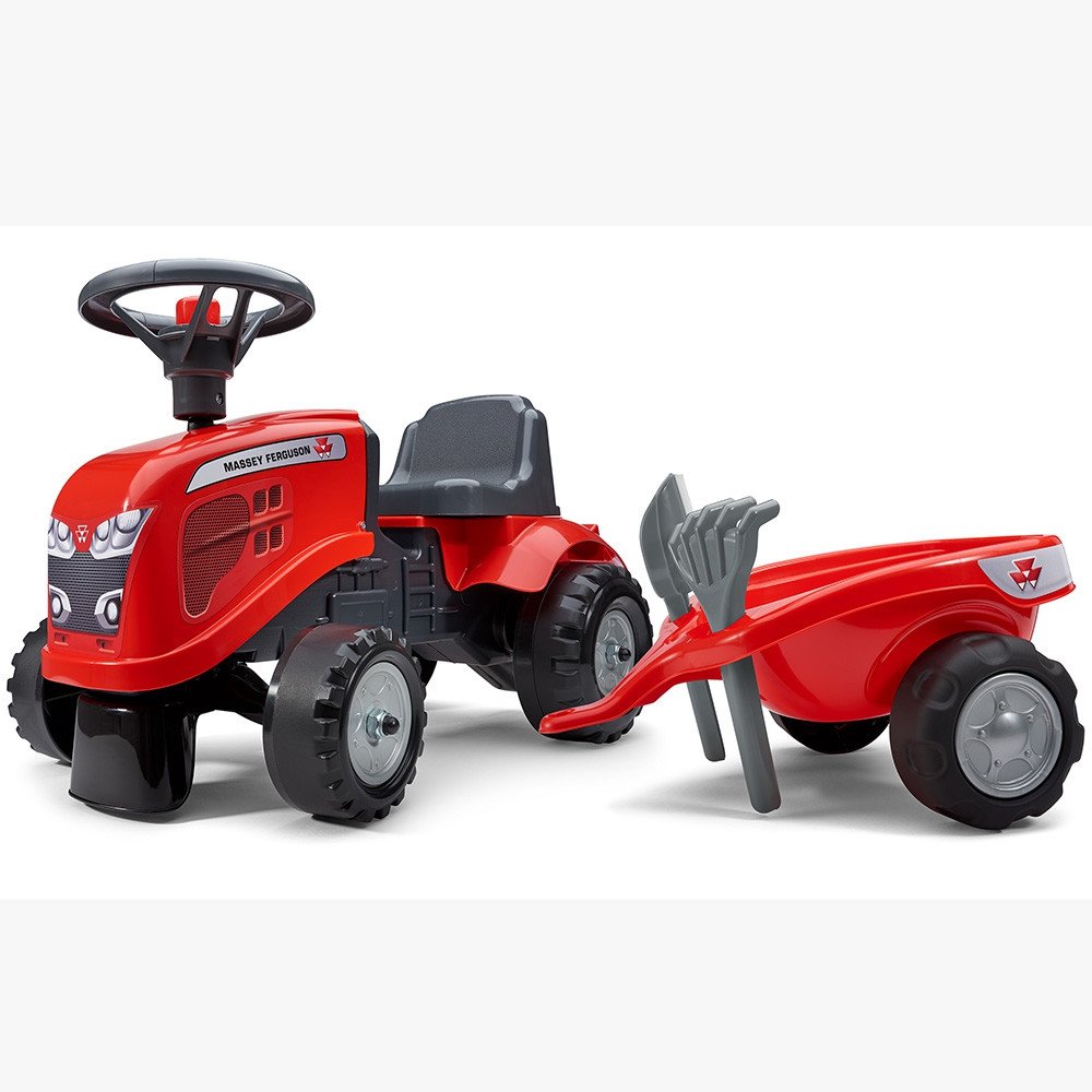 Traktorius FALK Baby Massey Ferguson raudonas su priekaba + accc.