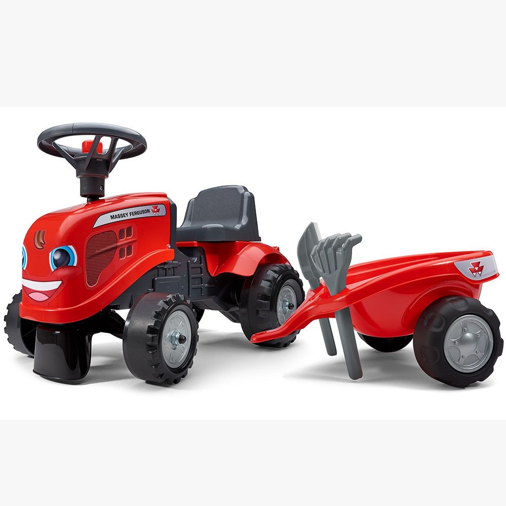 Traktorius FALK Baby Massey Ferguson raudonas su priekaba + accc.