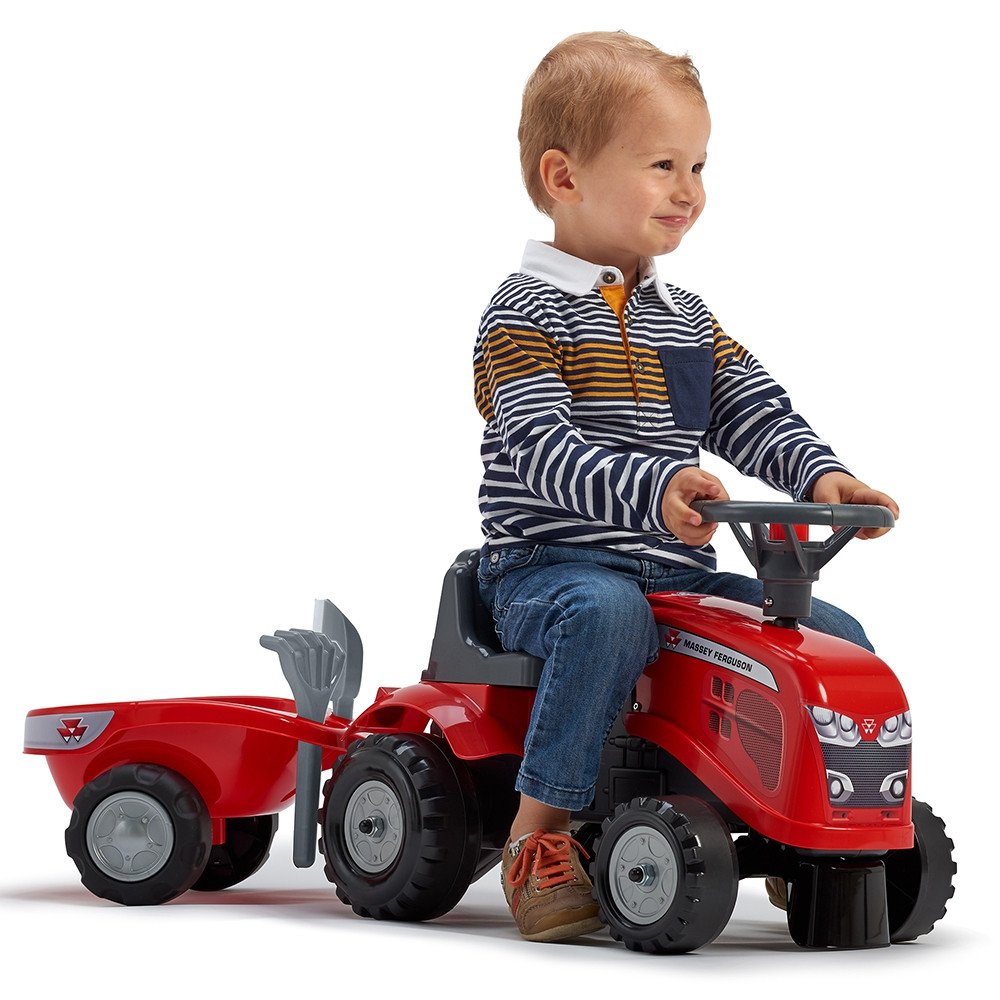 Traktorius FALK Baby Massey Ferguson raudonas su priekaba + accc.