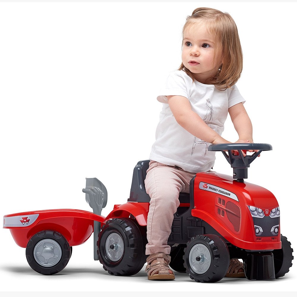 Traktorius FALK Baby Massey Ferguson raudonas su priekaba + accc.