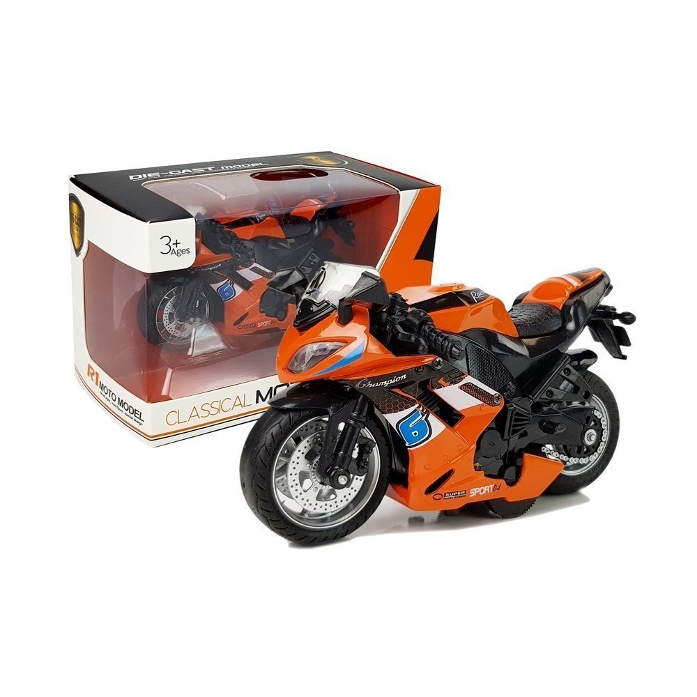 Sportinis motociklas su garsais 1:14 oranžinis-TEST, Motocykle-e-vaikas
