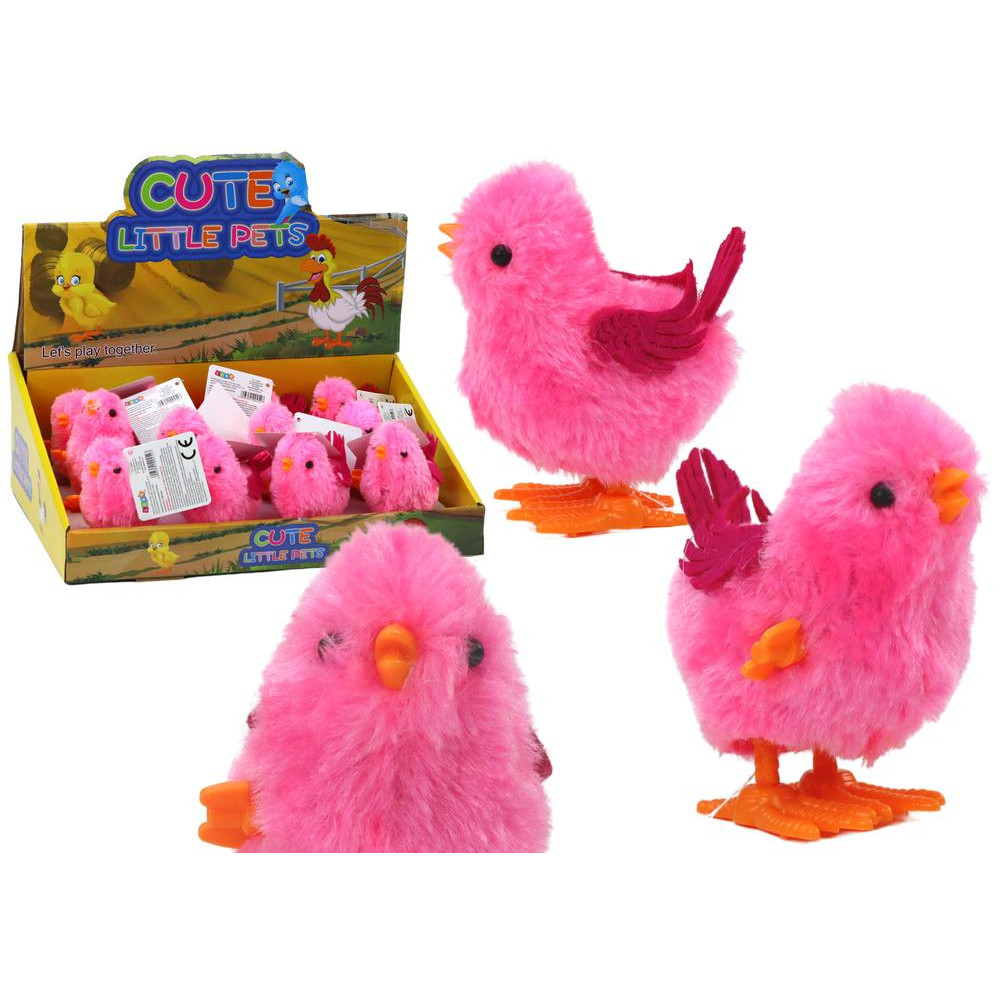 Jumping Chicken Toy Wind-Up Figurine Pink