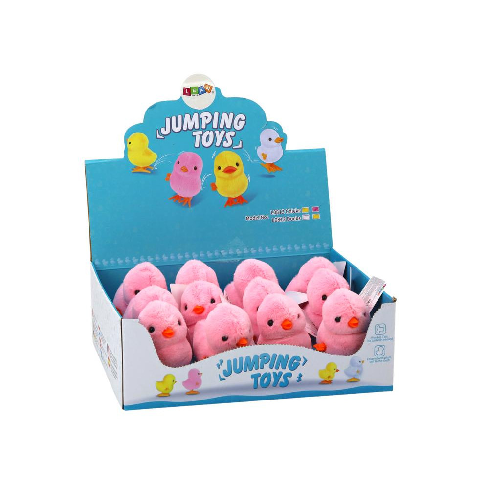 Jumping Chicken Wind-Up Plush Toy Decoration Pink
