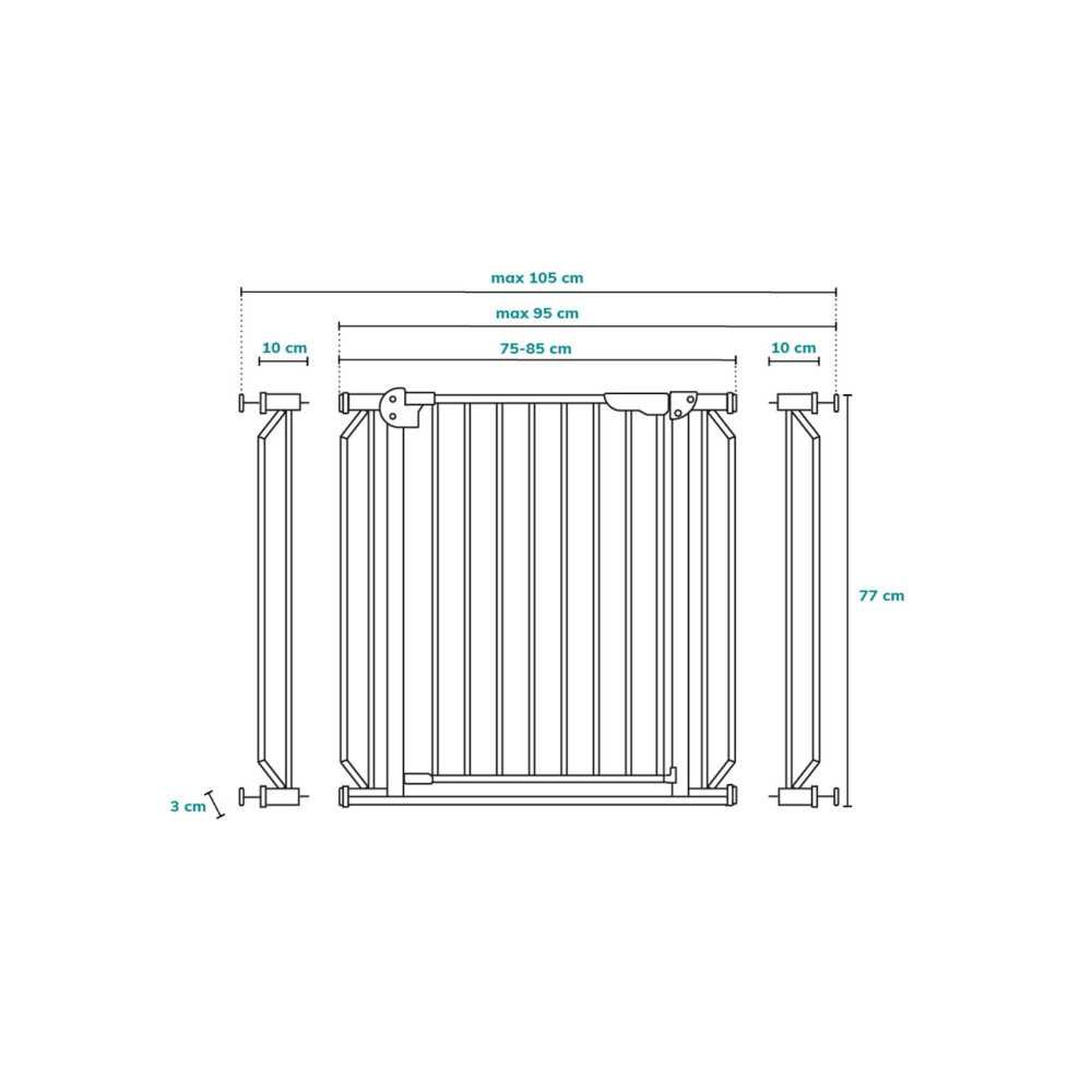 Saugos varteliai Lionelo Truus Slim LED, 75-105 cm, Grey-Priežiūrai, Apsaugos, Apsauginiai varteliai vaikams-e-vaikas