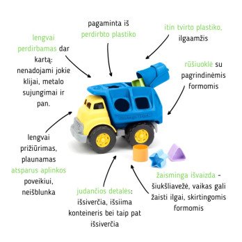 Green Toys formų rūšiuoklė-šiukšliavežis