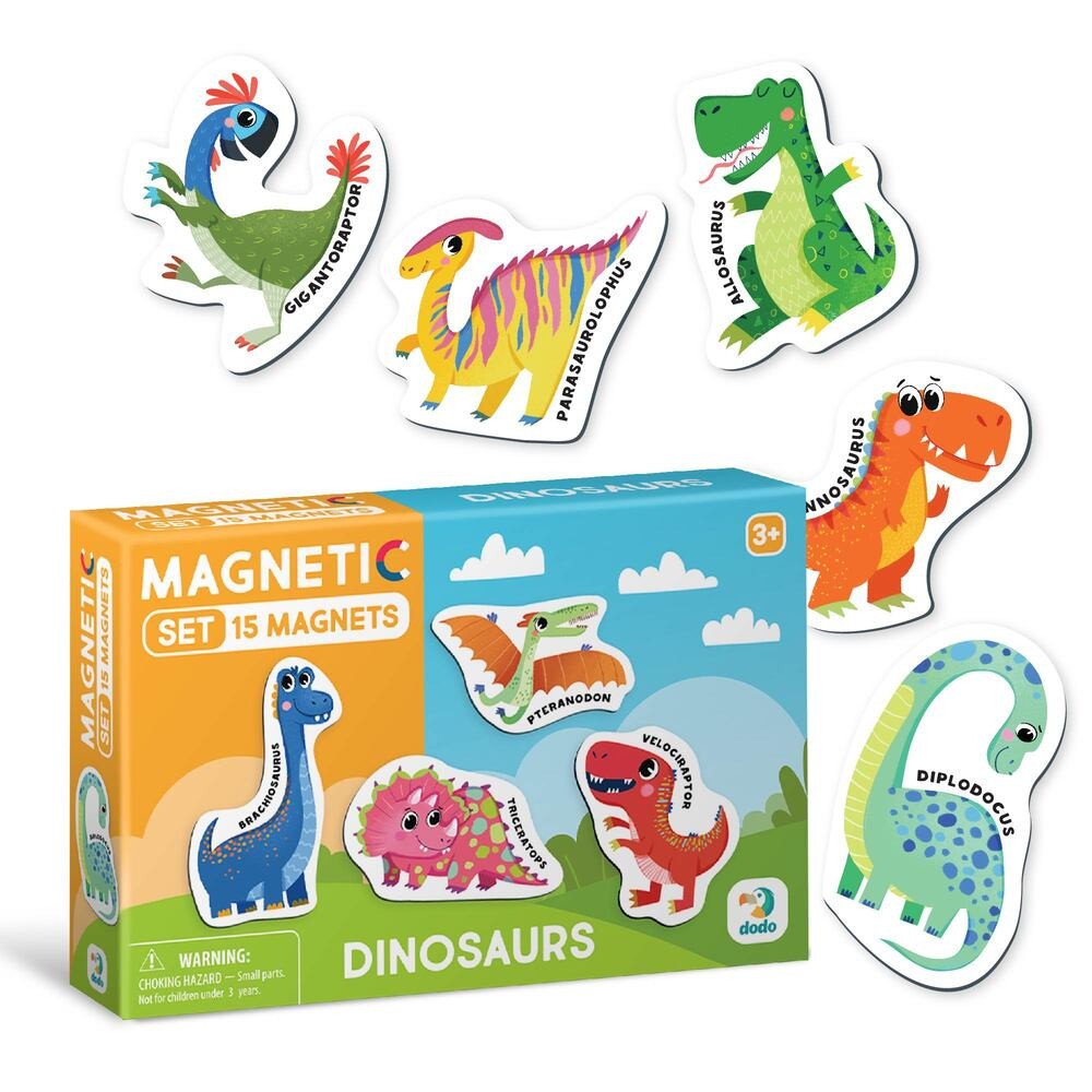 Dodo magnetukų rinkinys Dinozaurai (15 el.)