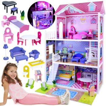 LARGE Wooden dollhouse furniture swimming pool LED lighting ZA2122