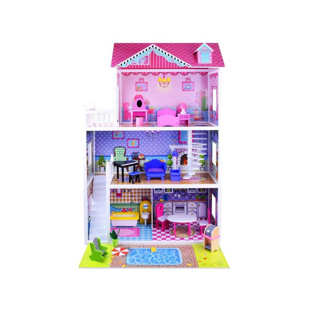 LARGE Wooden dollhouse furniture swimming pool LED lighting ZA2122