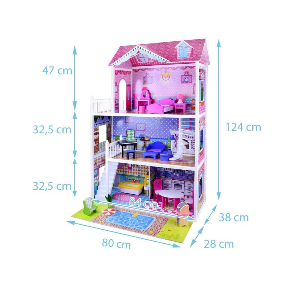 LARGE Wooden dollhouse furniture swimming pool LED lighting ZA2122