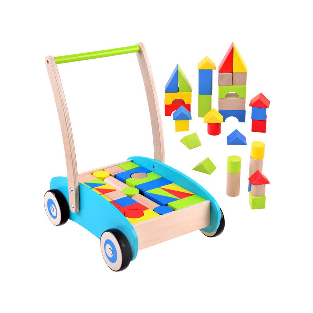 Wooden Pusher, walker, stroller with blocks ZA3724