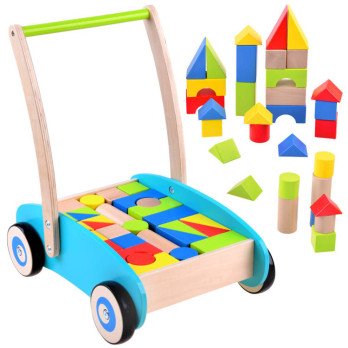 Wooden Pusher, walker, stroller with blocks ZA3724