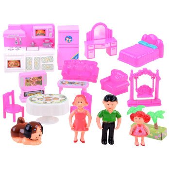 Folding family HOUSE + doll furniture ZA3747