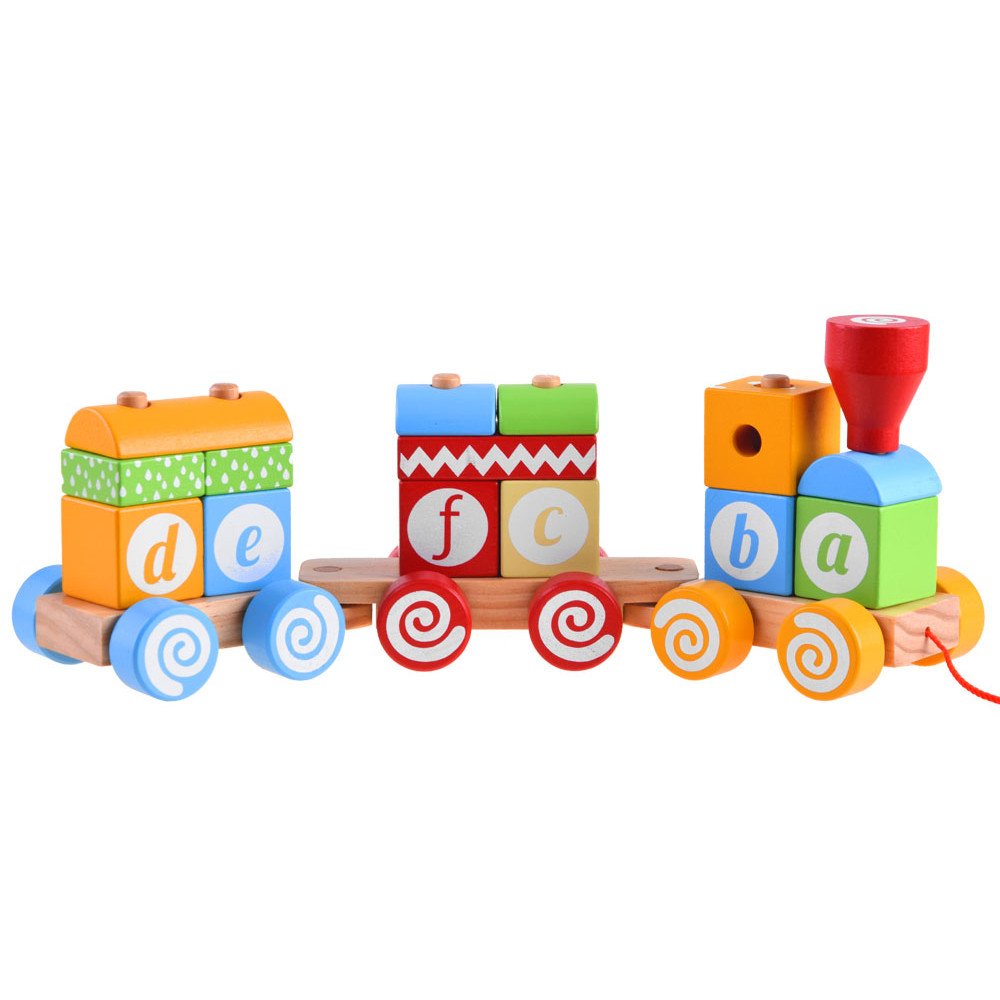 A queue of wooden blocks with letters, numbers ZA4116